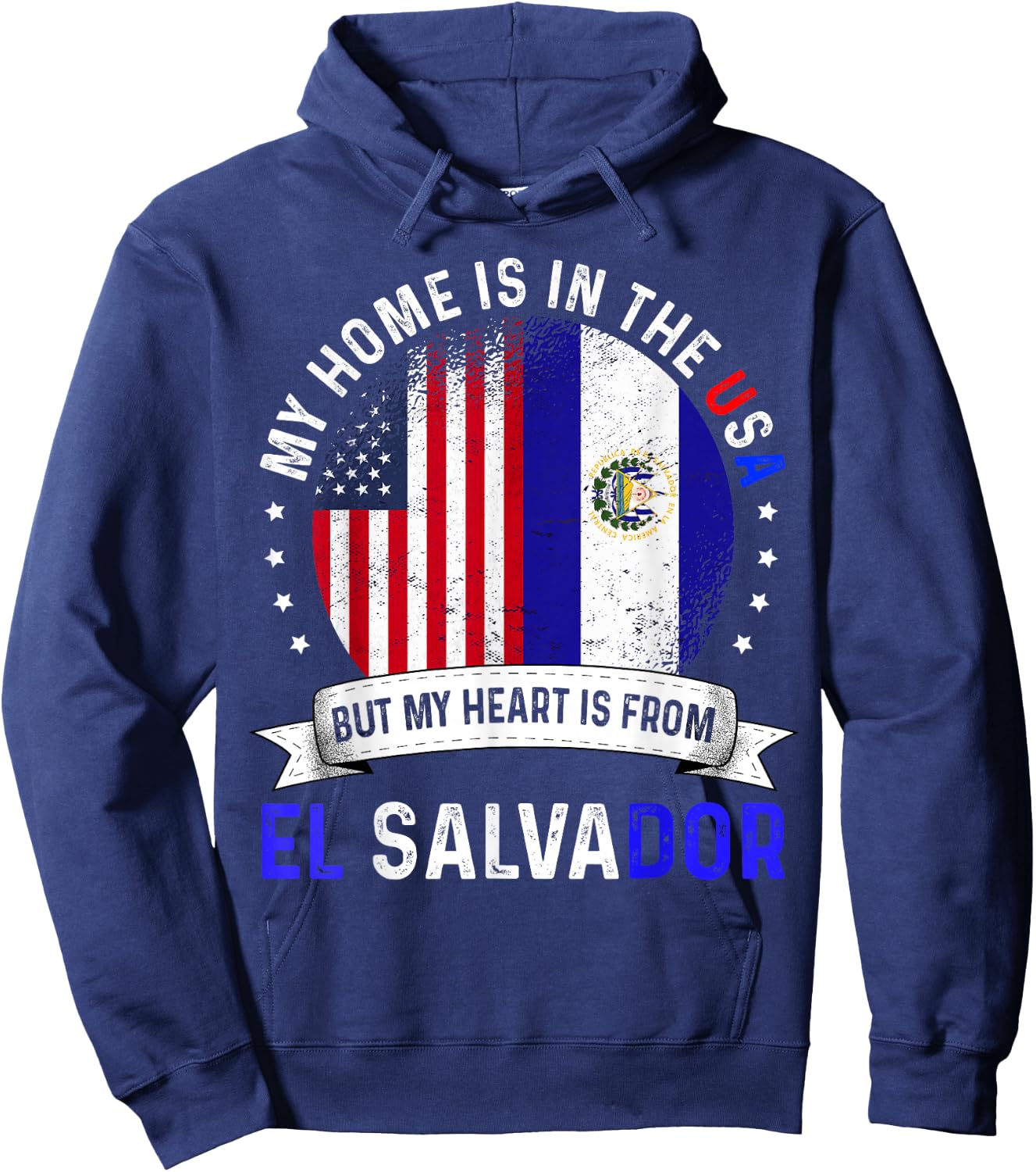 Salvadoran American Patriot Heart is from El Salvador Flag Hoodie - Hoodie | Navy
