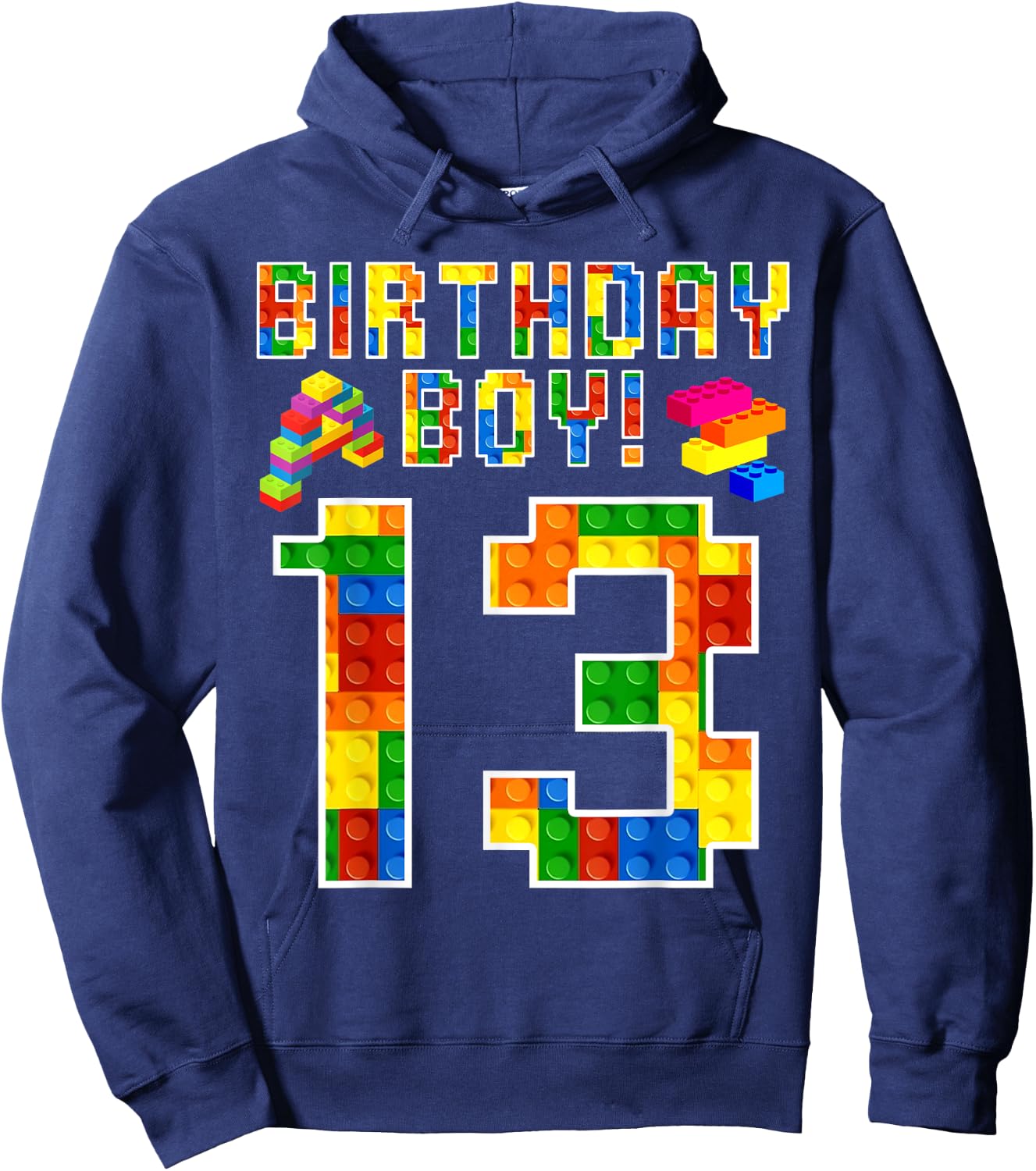 Perfect 13th Birthday 13 Years Old Block Building Boy Kids Hoodie - Hoodie | Navy