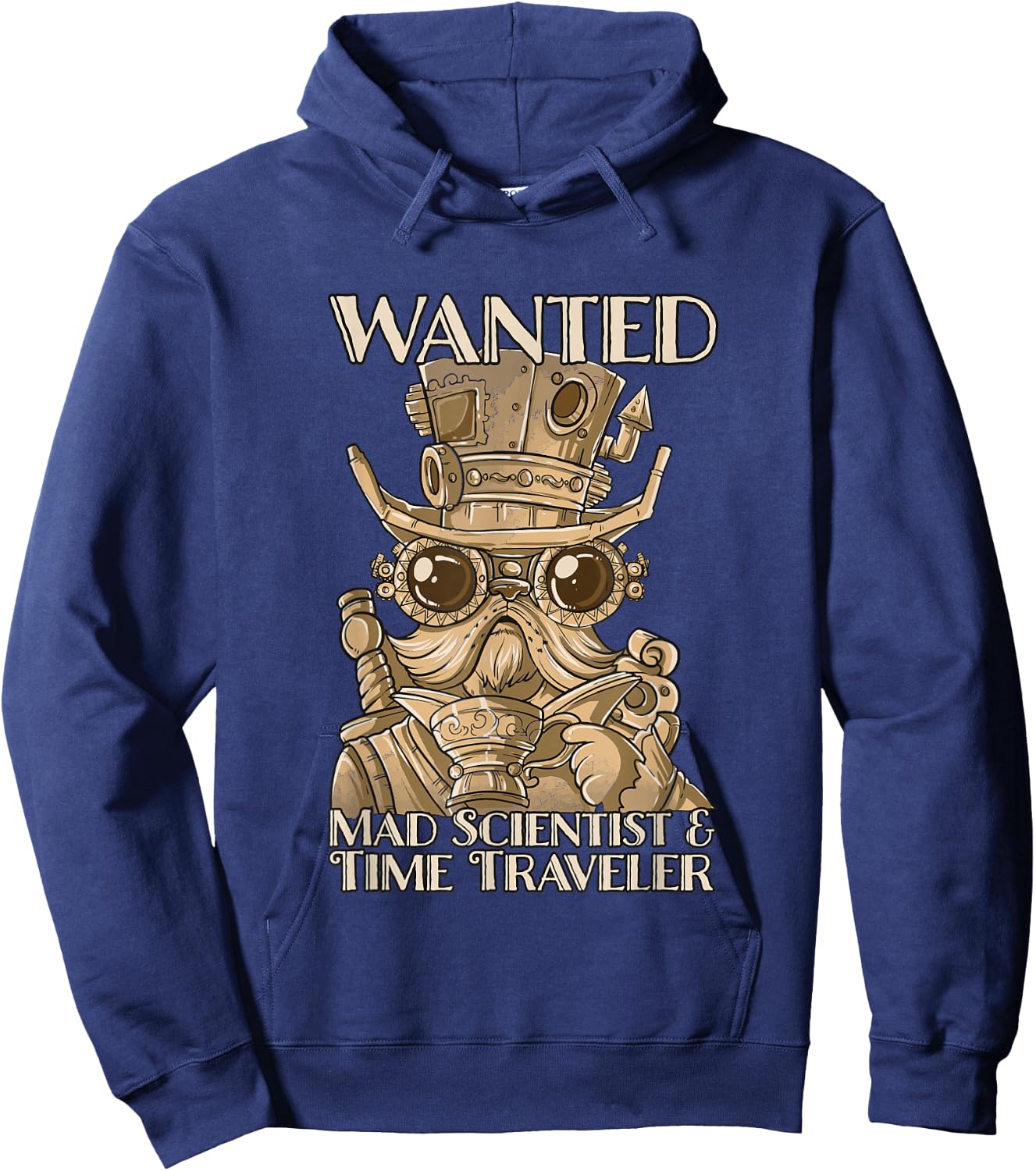 Steam Punk Wanted Mad Scientist and Time Traveler Steampunk Hoodie - Hoodie | Navy