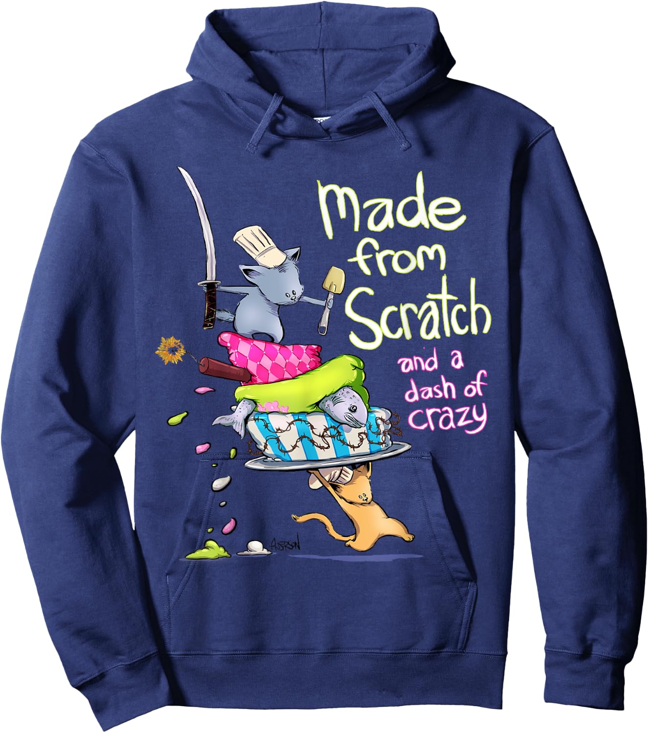 Funny Baking Shirt cute cat mom cooking Hoodie - Hoodie | Navy