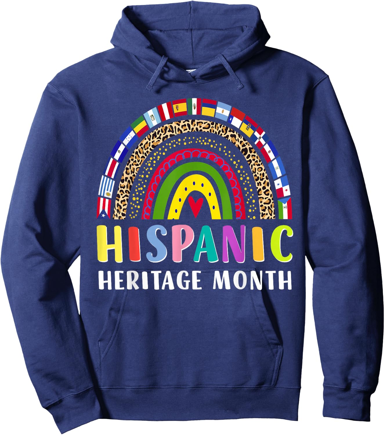 Hispanic Heritage Month Rainbow Latino Countries Flags Hoodie - Hoodie | Navy