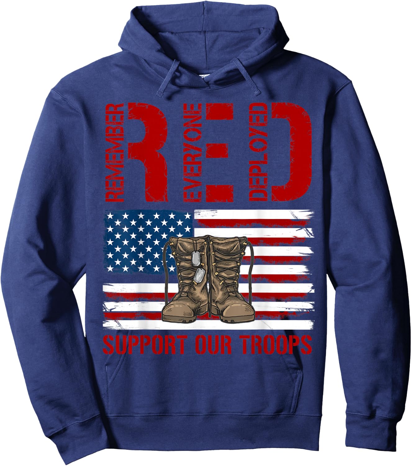 Support Our Troops - Soldier Veteran Red Friday Military Hoodie - Hoodie | Navy