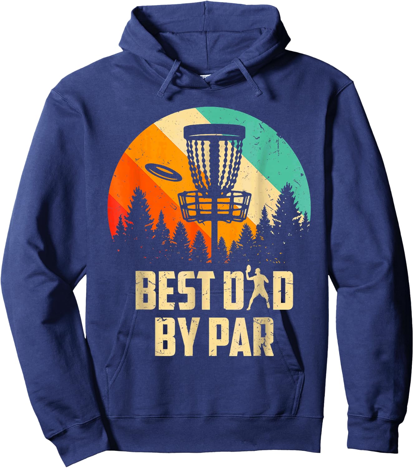 Men Vintage Best Dad By Par Disc Golf Dad Fathers Day Hoodie - Hoodie | Navy