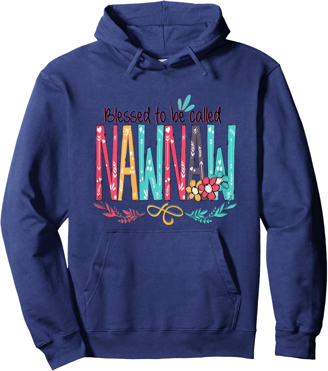 Blessed to be called Nawnaw Colourful Gifts - Grandma Tea Hoodie - Hoodie | Navy