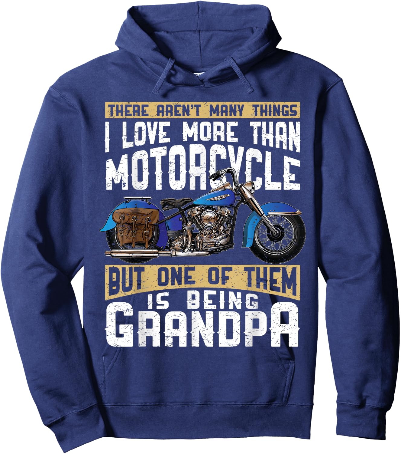 Best Grandpa Biker Motorcycle T Shirt Gift Grandfather Hoodie - Hoodie | Navy
