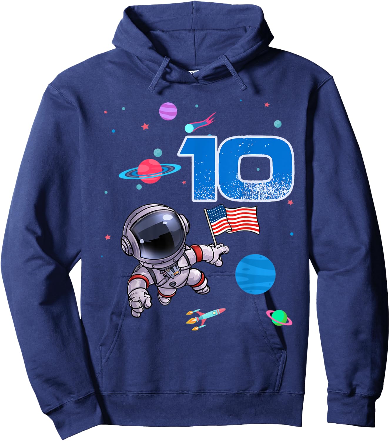 Astronaut Birthday Boy 10th Birthday 10 Years Old Space Hoodie - Hoodie | Navy