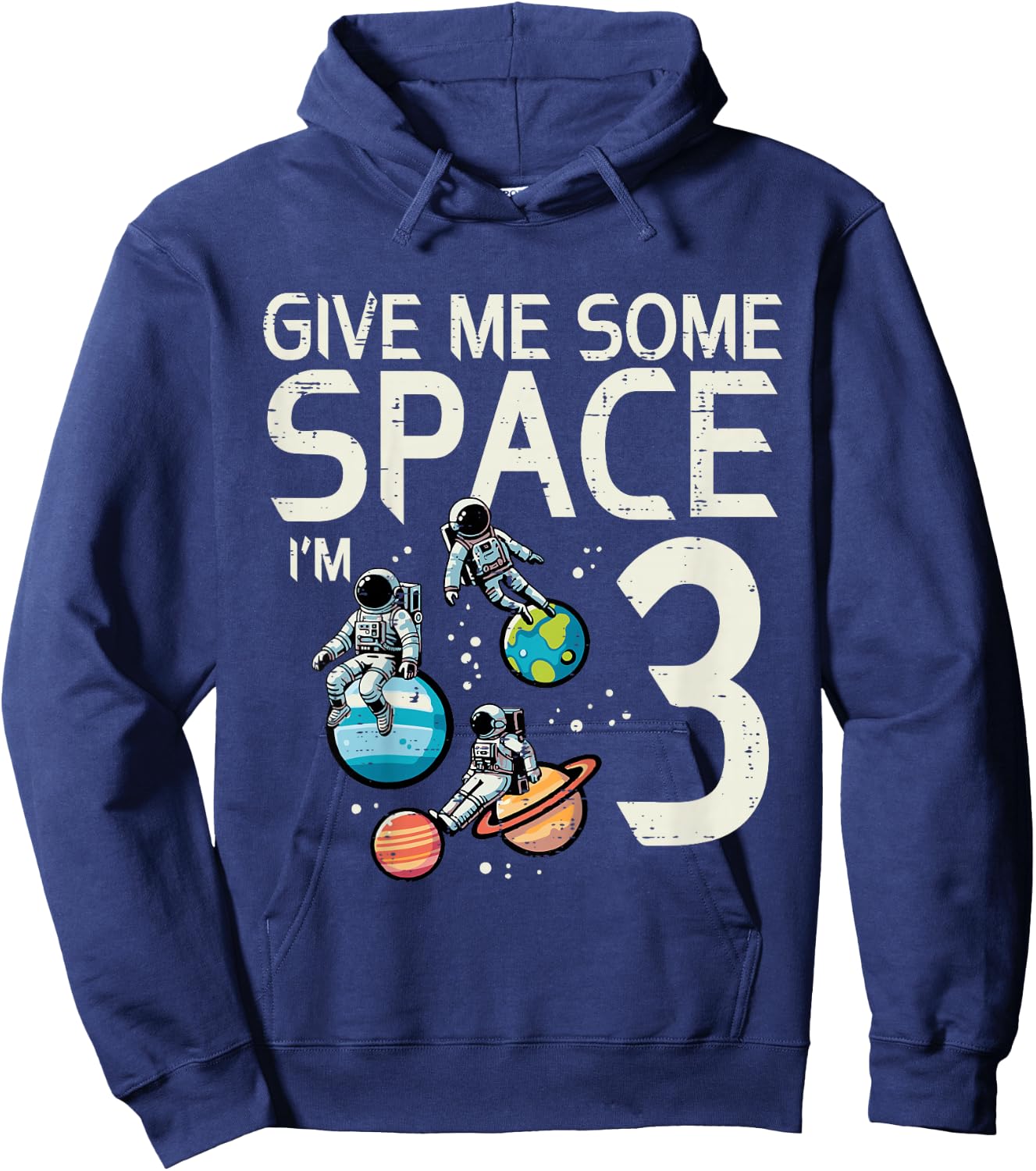 Kids 3rd Birthday Astronaut Give Me Space 3 Years Old Boys Kids Hoodie - Hoodie | Navy