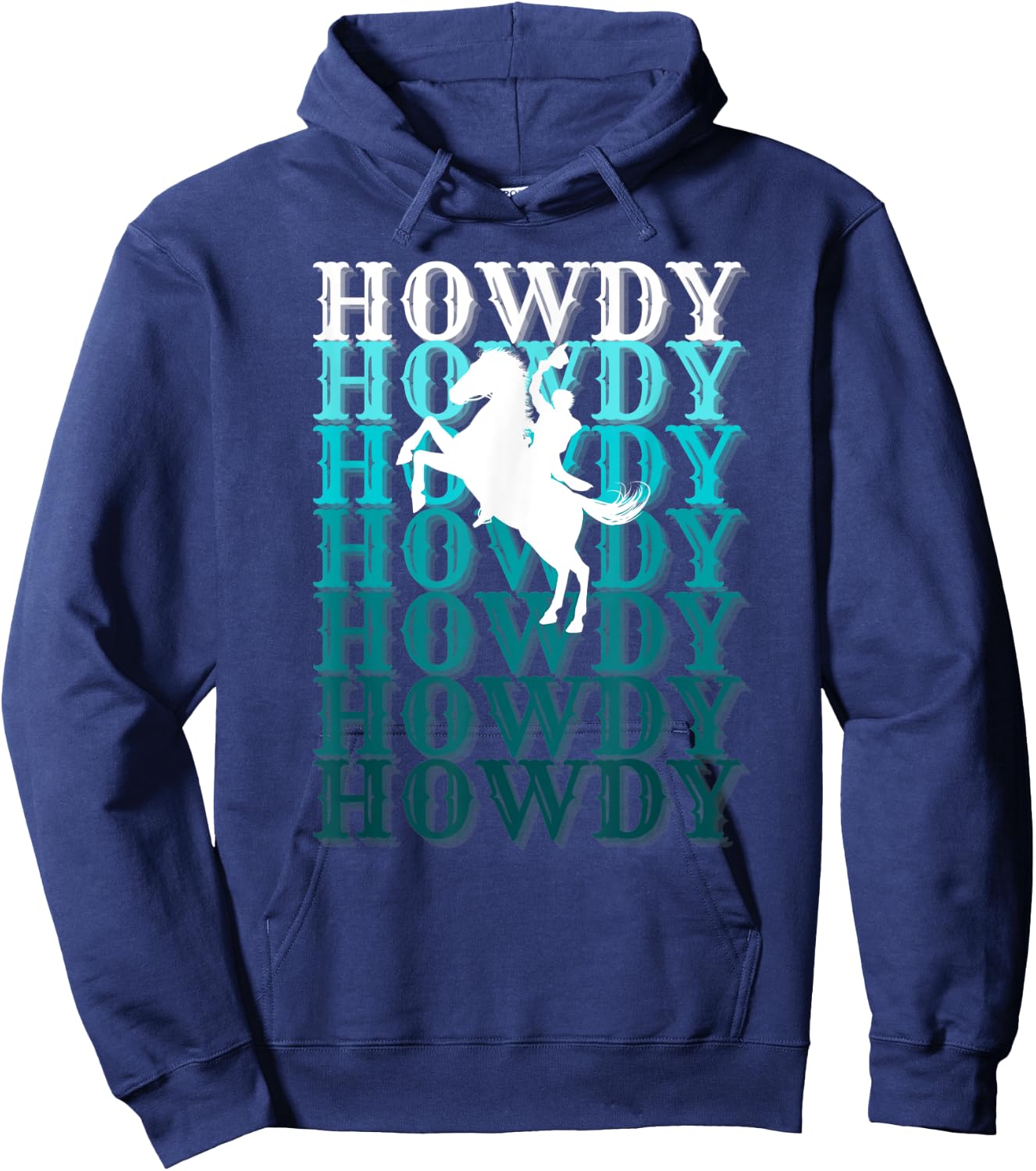 Fun Teal Country Boho Western Greetings Farm Fashion Horses Hoodie - Hoodie | Navy