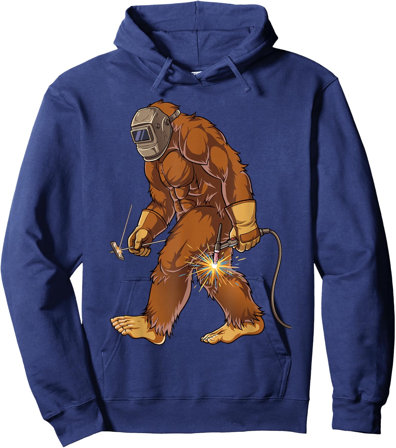 Bigfoot Welder Sasquatch Welding Mythical Metalworker Hoodie - Hoodie | Navy