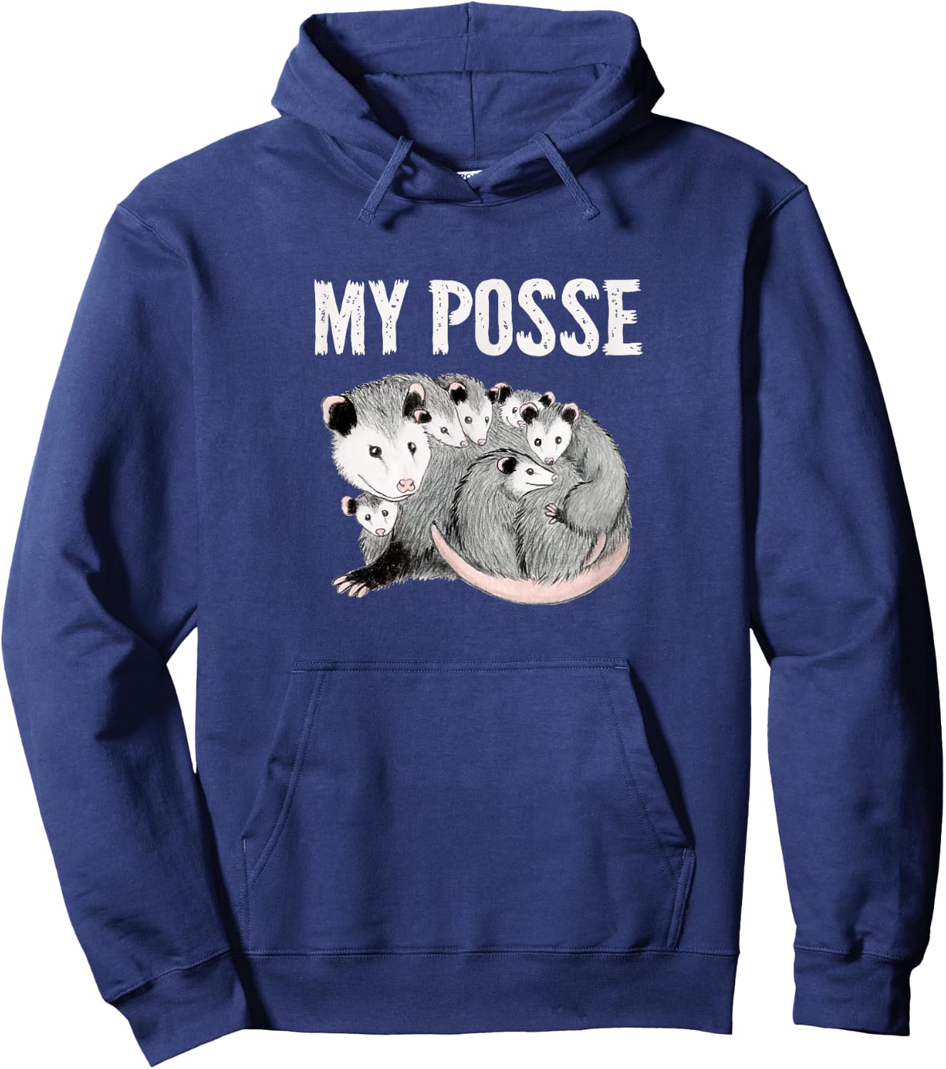 My Posse Funny Mom Opossum with Baby Possums Hoodie - Hoodie | Navy