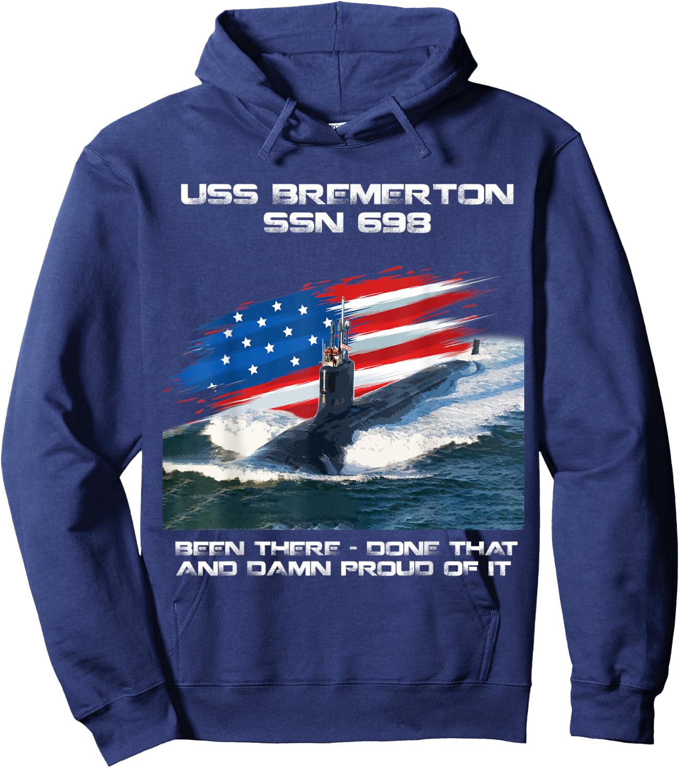USS Bremerton SSN-698 American Flag Submarine Veteran Xmas Hoodie - Hoodie | Navy
