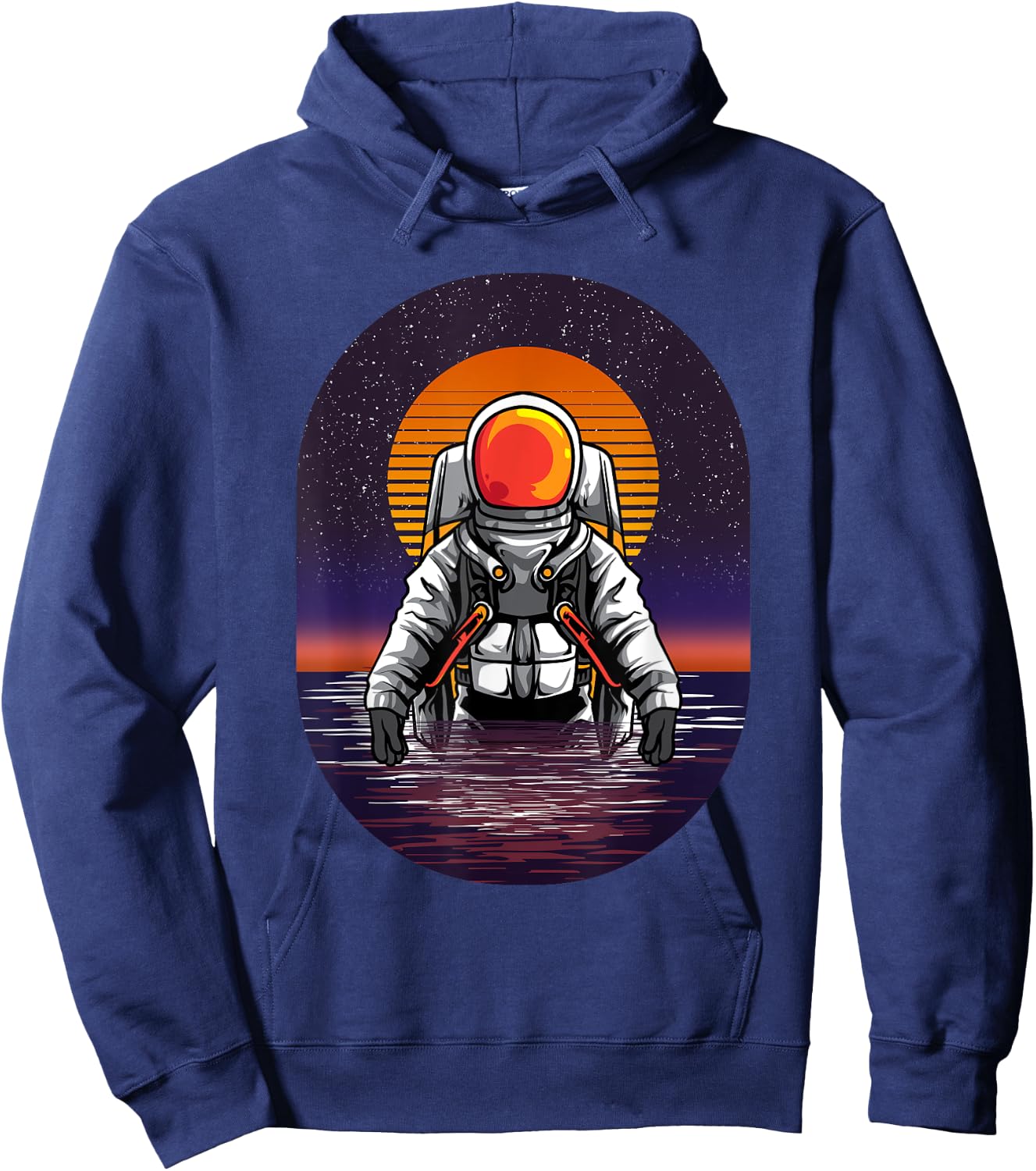 Astronaut Rising from The Sea Ocean Sunset Space Science Hoodie - Hoodie | Navy