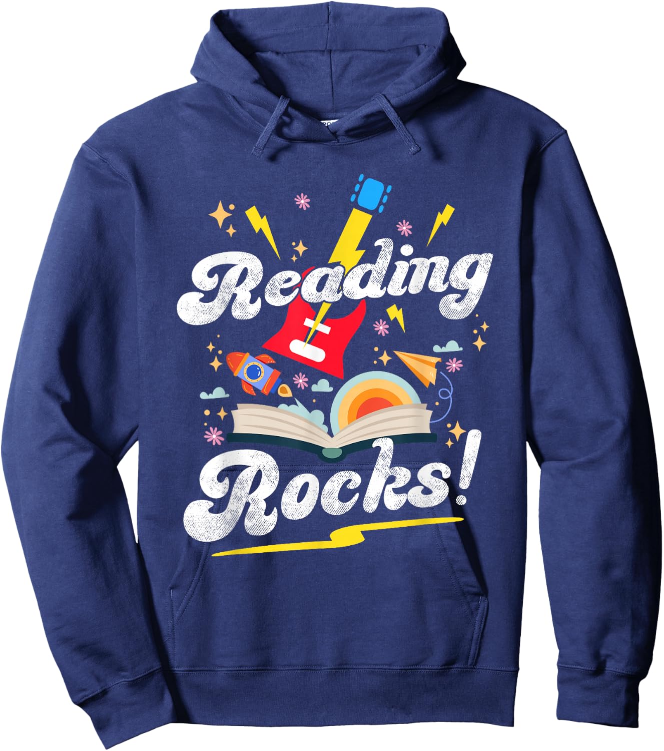 Reading Rocks Funny Quotes for National Reading Month 2024 Hoodie - Hoodie | Navy