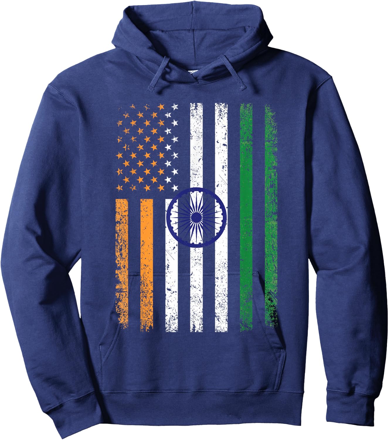 India USA Flag 4th Of July Patriotic American Indian Flag Hoodie - Hoodie | Navy