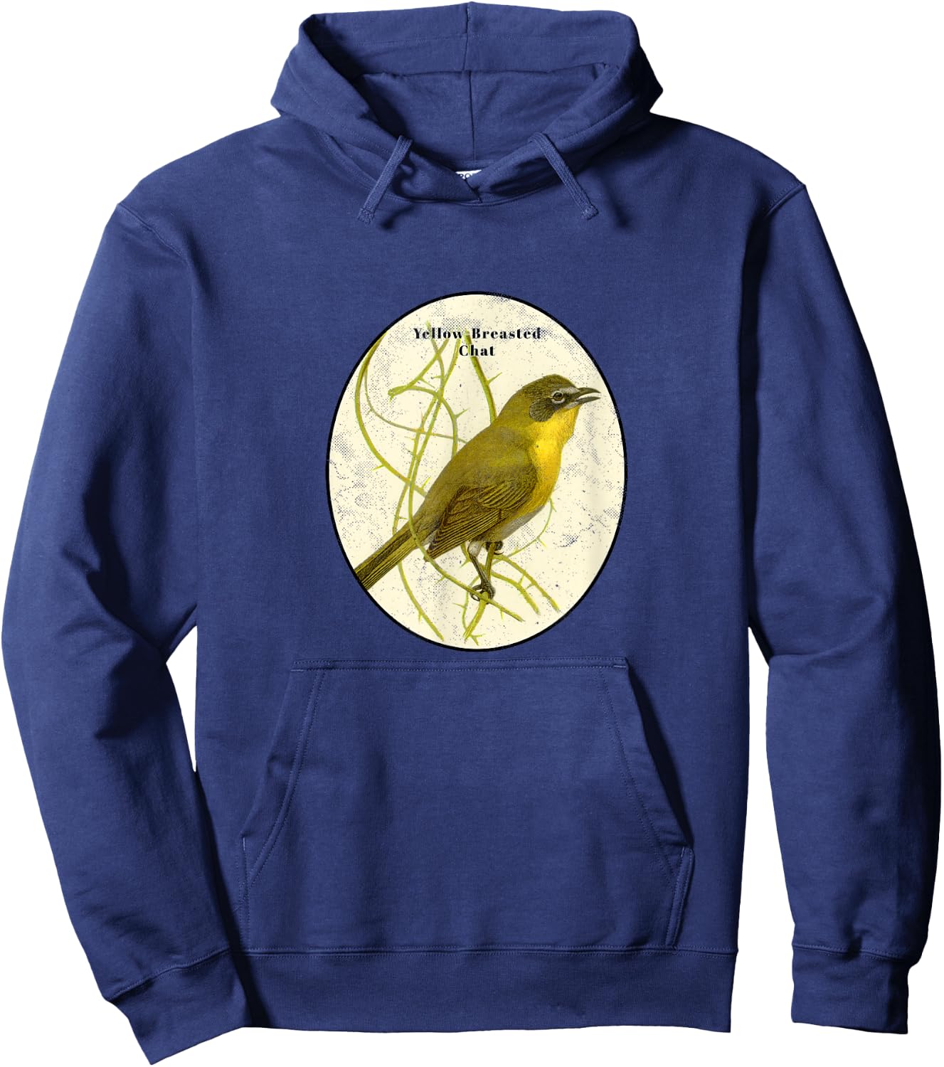 Retro Antique Yellow-Breasted Chat Vintage Bird Design Hoodie - Hoodie | Navy