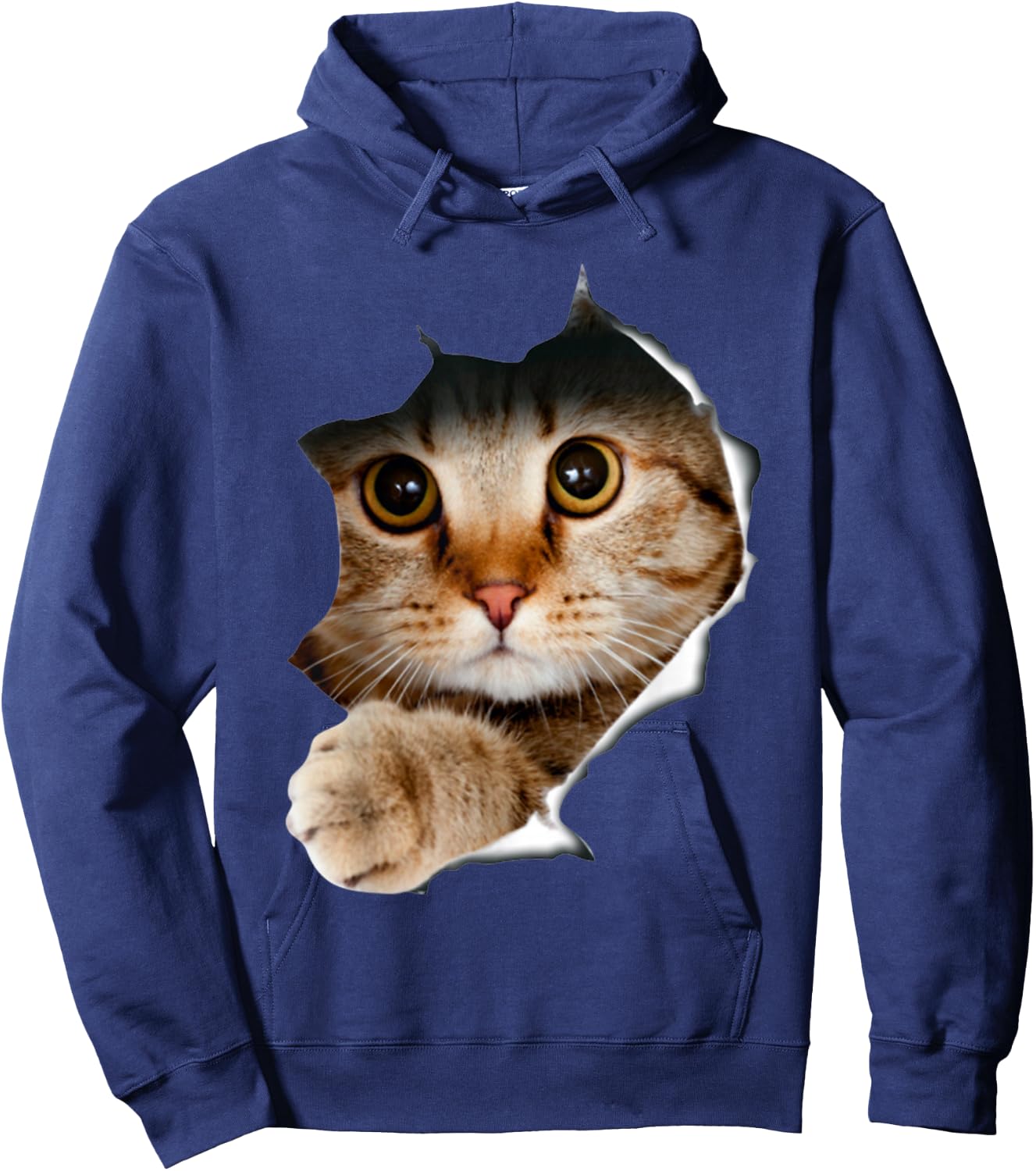 Cat Shirt, Cat , Cat Torn Cloth Shirt, Kitten,Kitty Hoodie - Hoodie | Navy