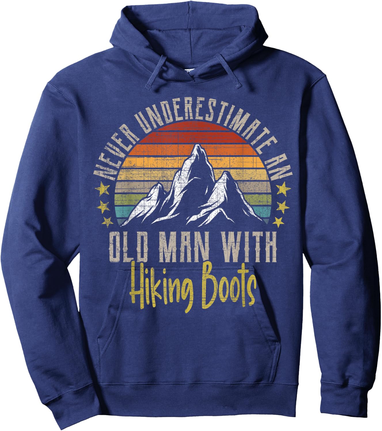 Vintage Never Underestimate An Old Man With Hiking Boots Hoodie - Hoodie | Navy