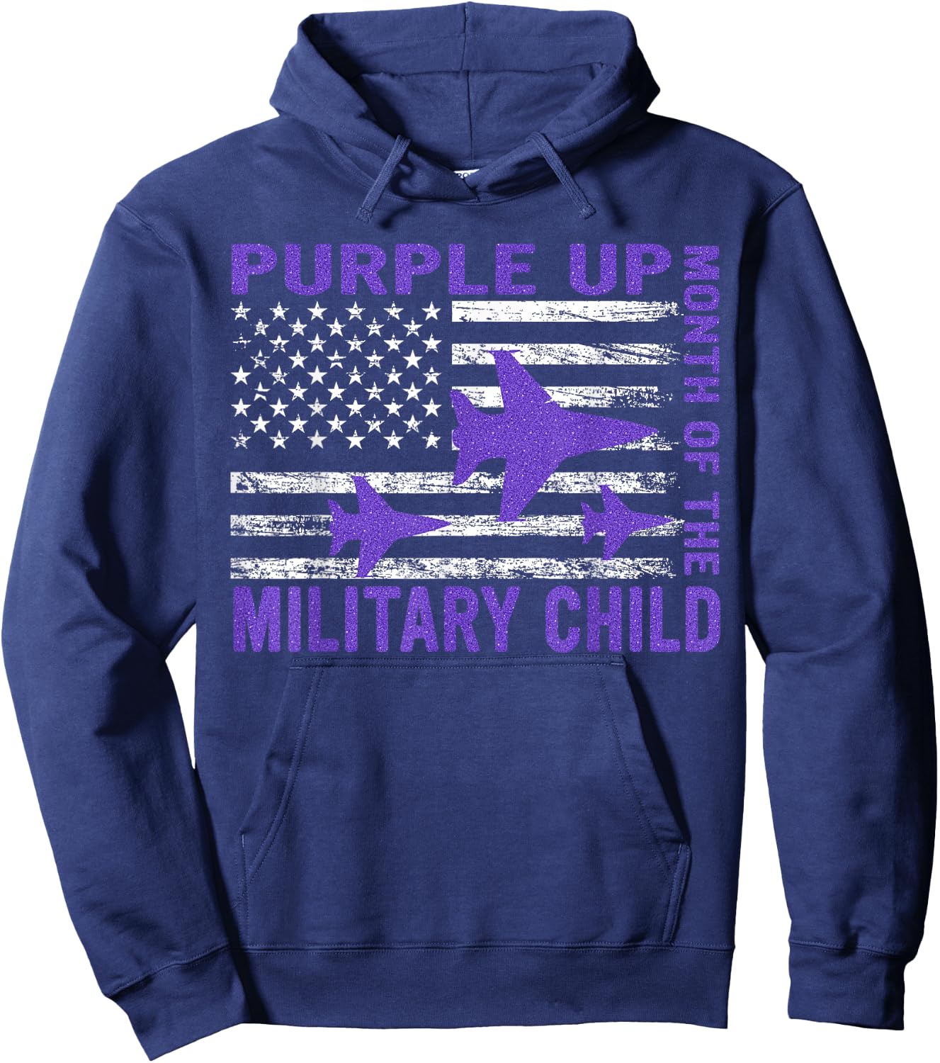 Purple Up Military Child Month USA Flag Hoodie - Hoodie | Navy