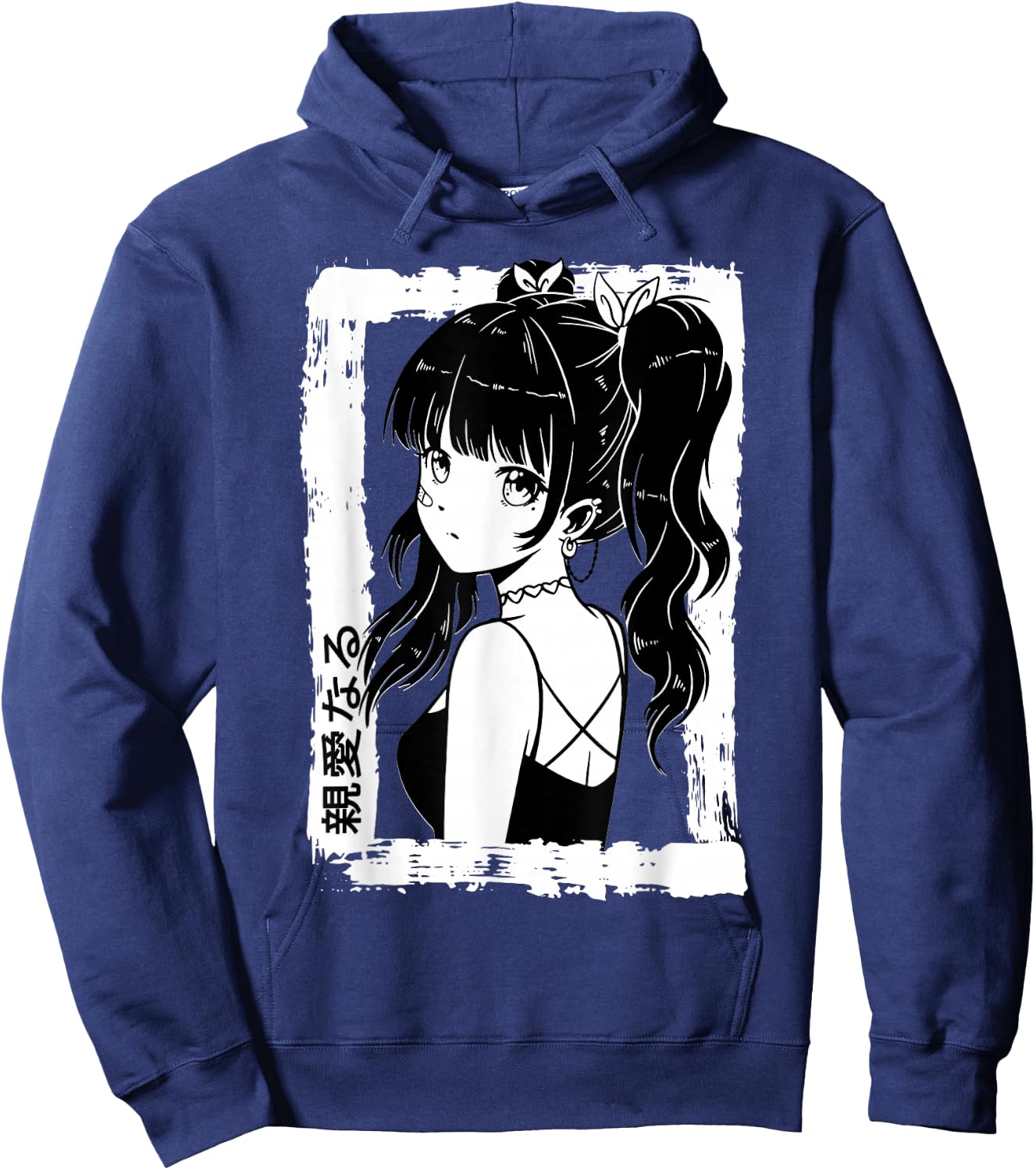 Anime Goth Girl Otaku Japanese Aesthetic Vaporwave Anime Hoodie - Hoodie | Navy