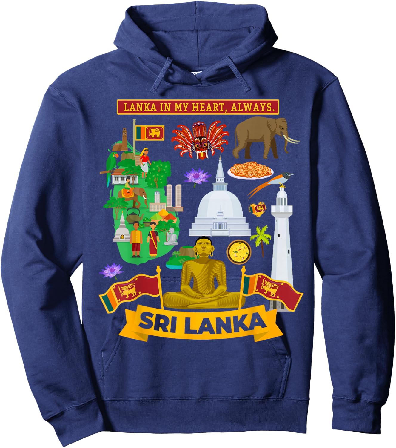 Sri Lanka Heritage Outfit Idea for Kids & Sri Lankan Flag Hoodie - Hoodie | Navy