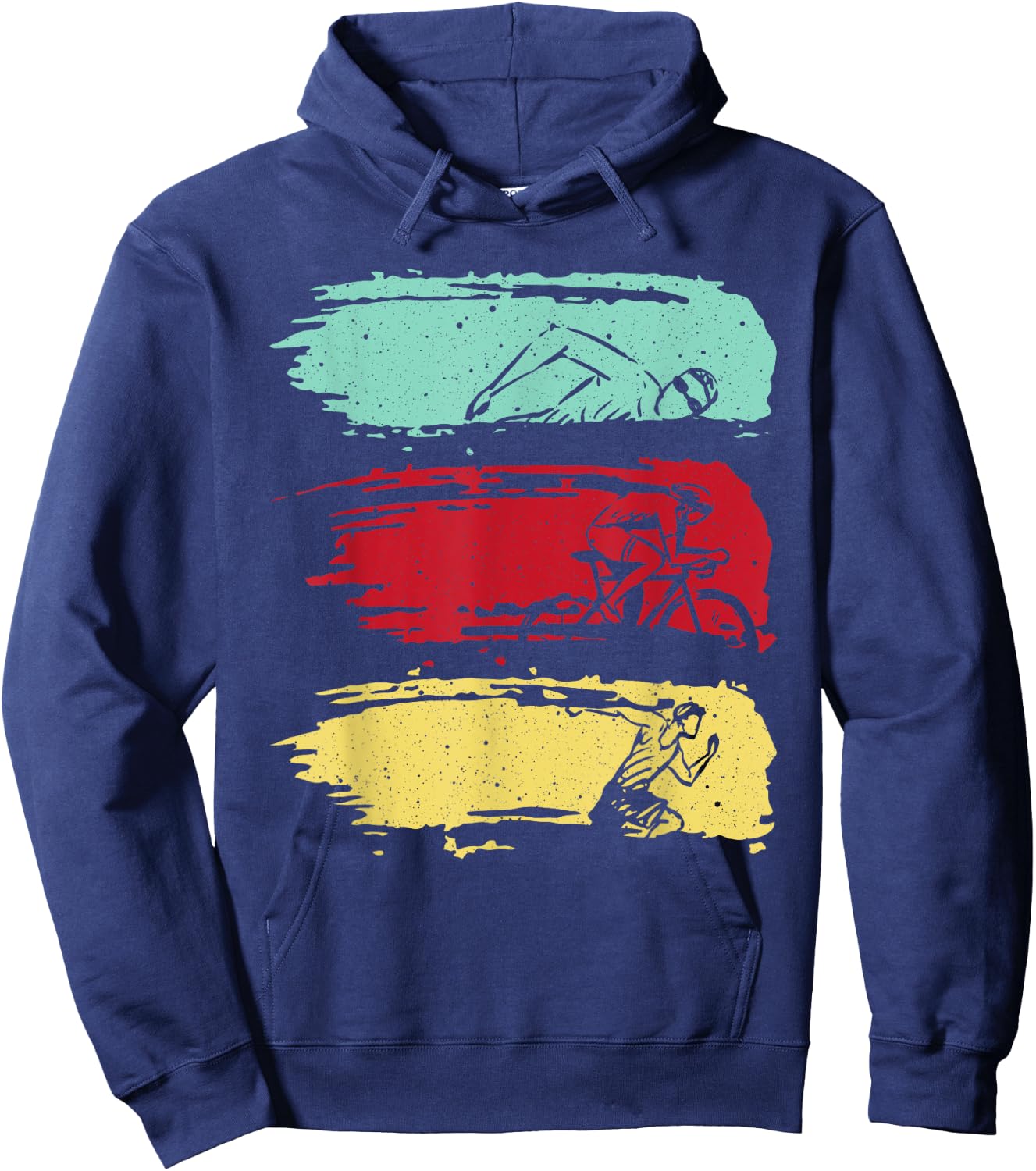 Funny Triathlon Swim Bike Run Design Men Women Triathletes Hoodie - Hoodie | Navy