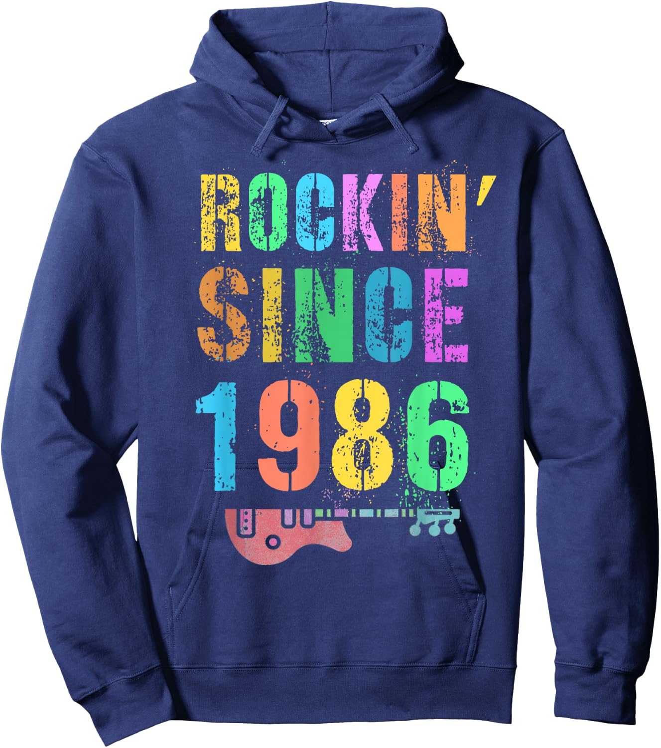 Rockin' Since 1986 Vintage Rockstar 40th Birthday Mom Dad 40 Hoodie - Hoodie | Navy