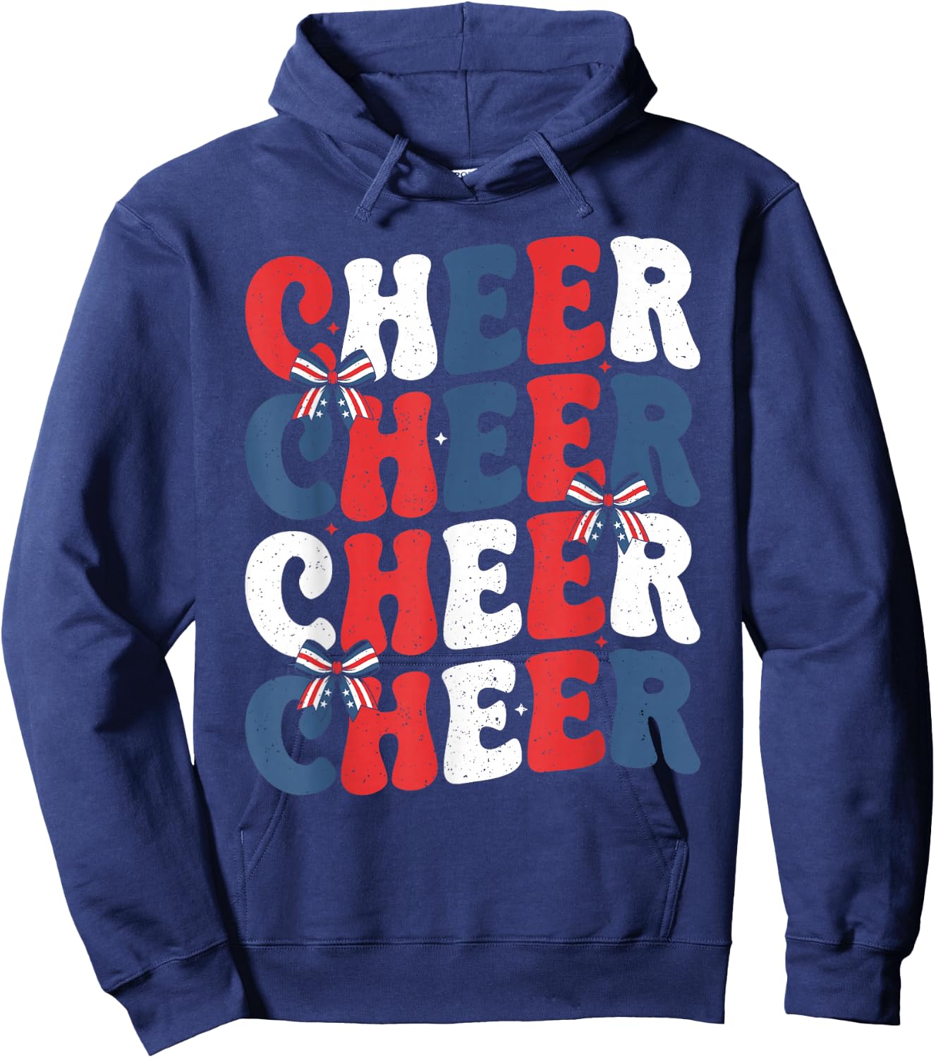 Cheerleader 4th of July Bow Patriotic Cheer USA Bow Hoodie - Hoodie | Navy