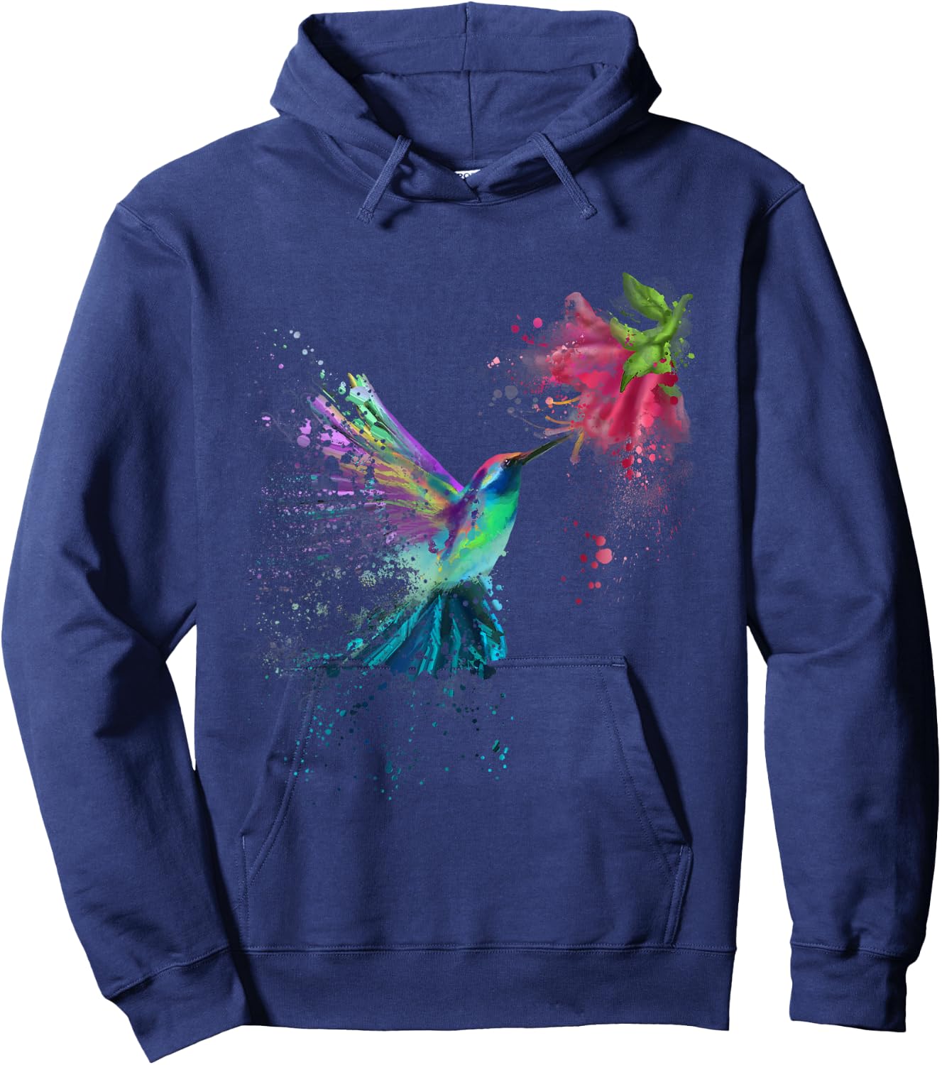 Hummingbird and Flower Bird Watcher Hummingbird Lover Hoodie - Hoodie | Navy