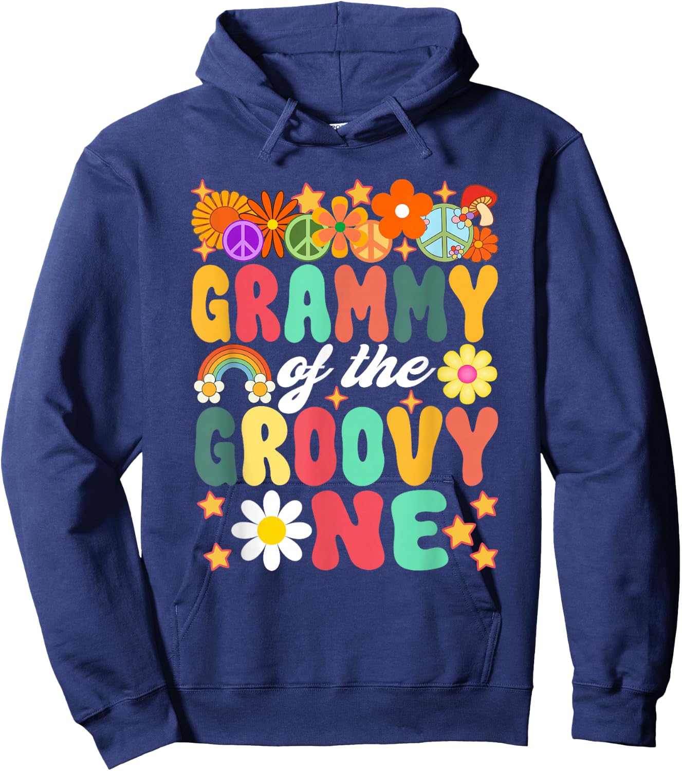Retro Grammy of Groovy One Matching Family 1st Birthday Hoodie - Hoodie | Navy