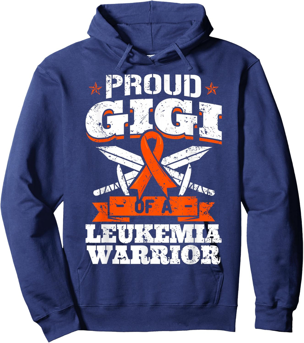 Proud Gigi Of A Leukemia Warrior Grandma Awareness Ribbon Hoodie - Hoodie | Navy