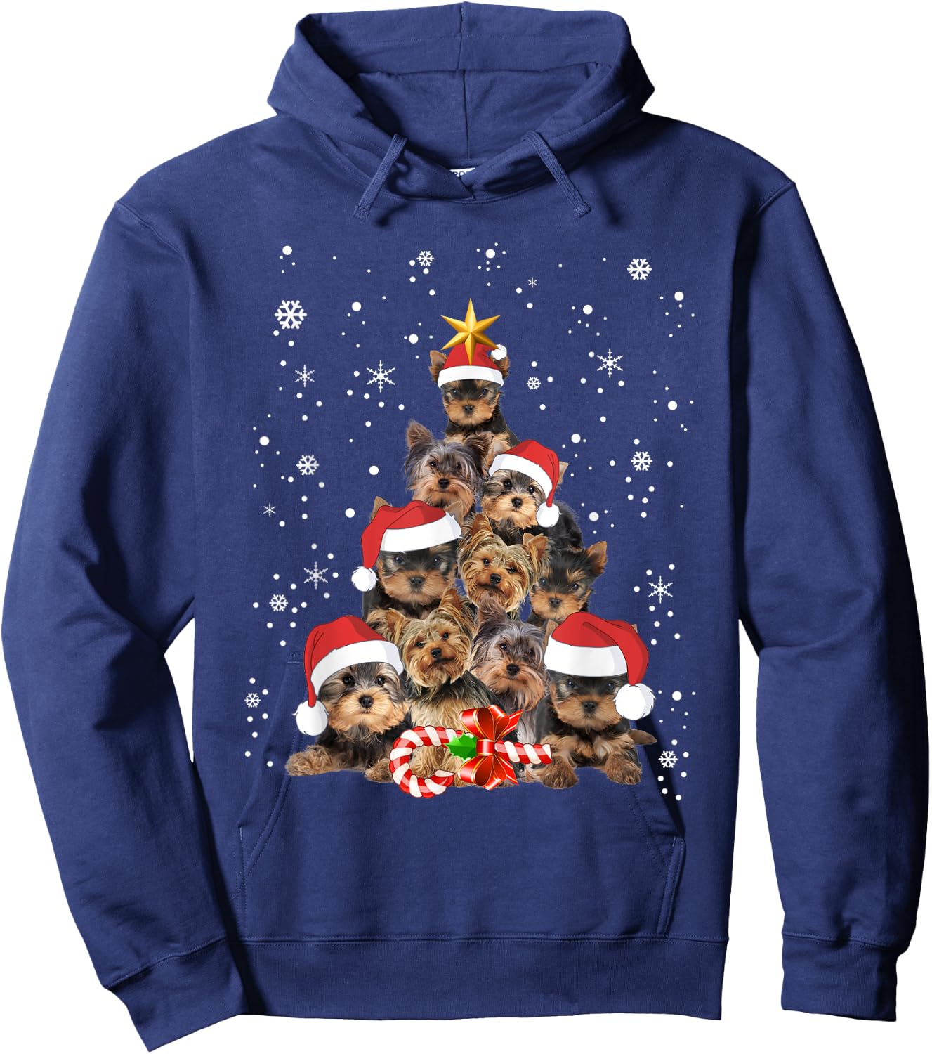 Yorkie Dogs Tree Christmas Sweater Xmas Pet Animal Dog Lover Hoodie - Hoodie | Navy