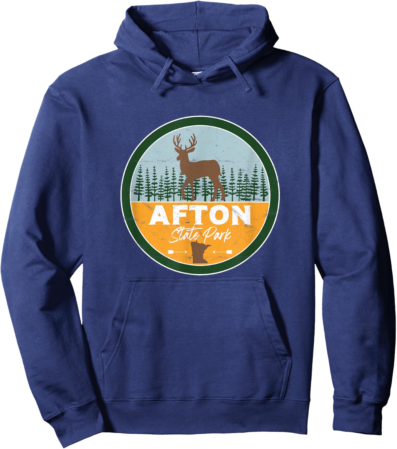 Afton State Park Minnesota MN Forest Deer Badge Hoodie - Hoodie | Navy