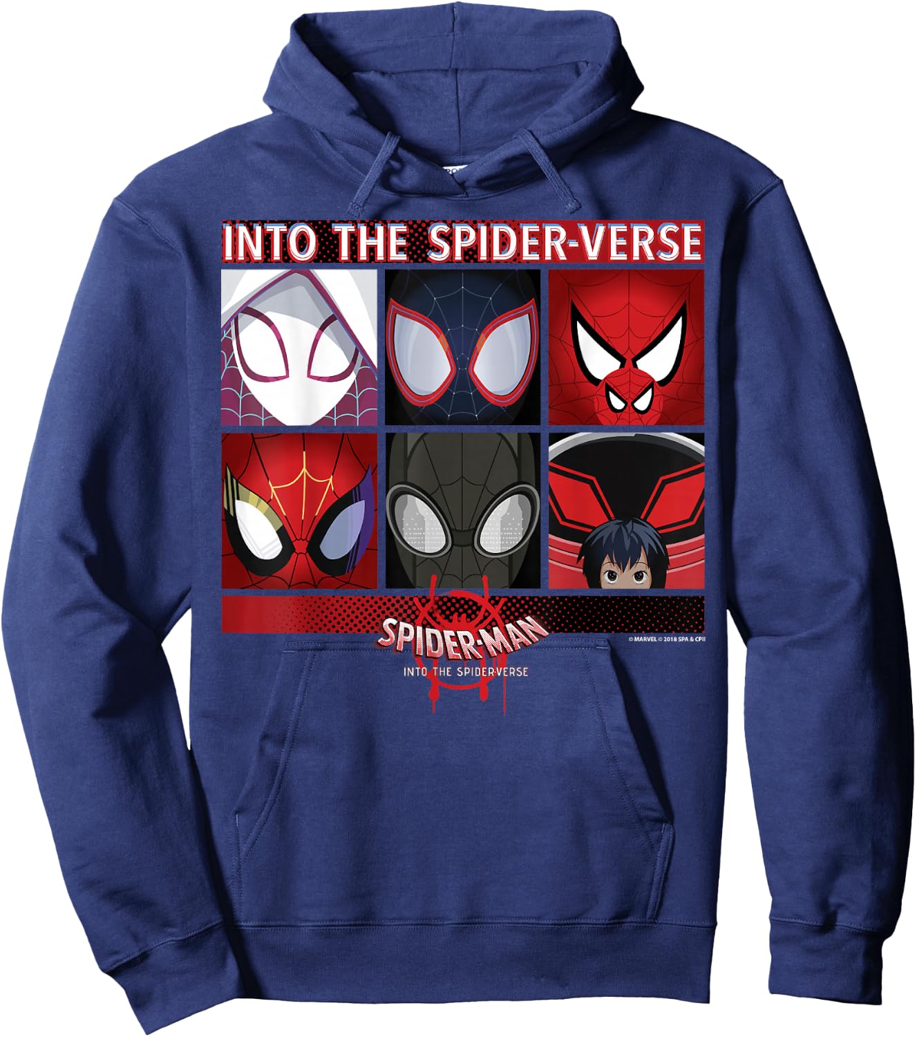 Marvel Spider-Man Spiderverse Square Group Graphic Hoodie - Hoodie | Navy
