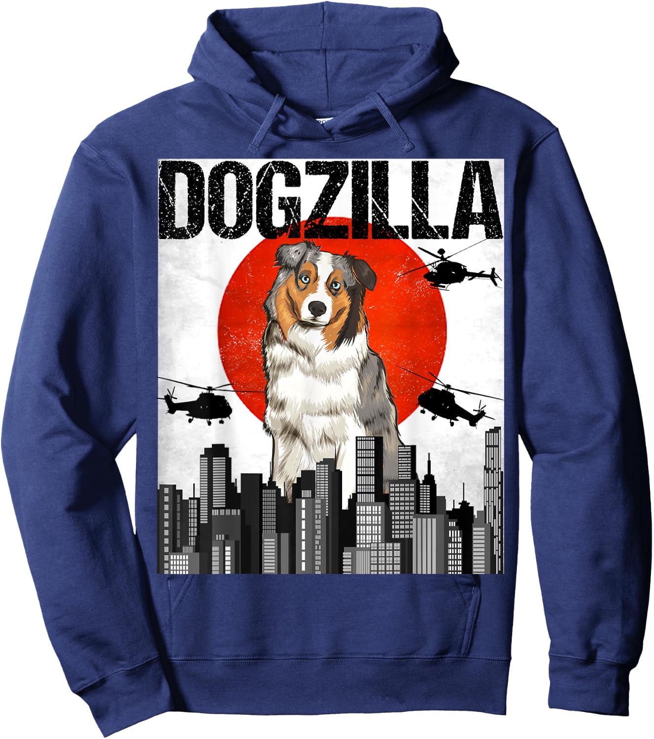 Chienzilla Dogzilla Japanese Australian Shepherd Dog Men Women Hoodie - Hoodie | Navy