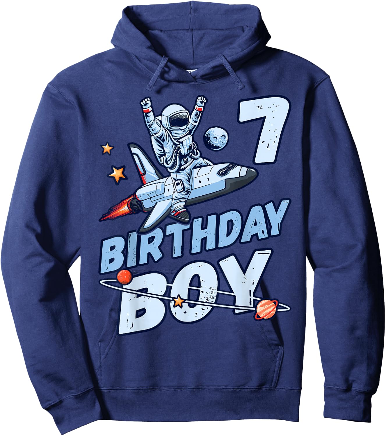 Birthday Girl 7 Years Old Astronaut Hoodie - Hoodie | Navy