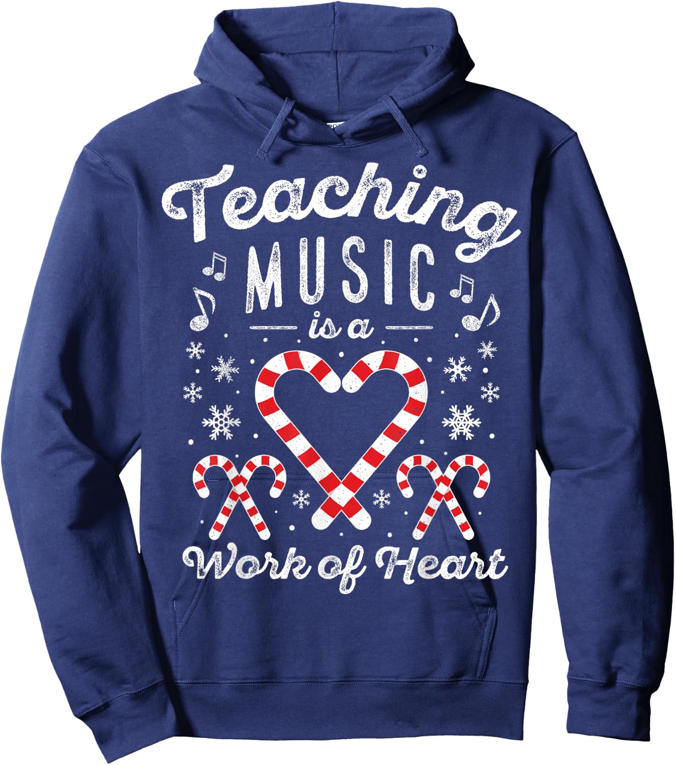 Christmas Candy Cane Work of Heart Choir Band Music Teacher Hoodie - Hoodie | Navy