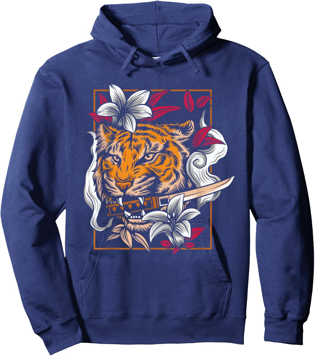 Dancing Tiger Japanese Asian Art Inspired Cartoon Graphic Hoodie - Hoodie | Navy