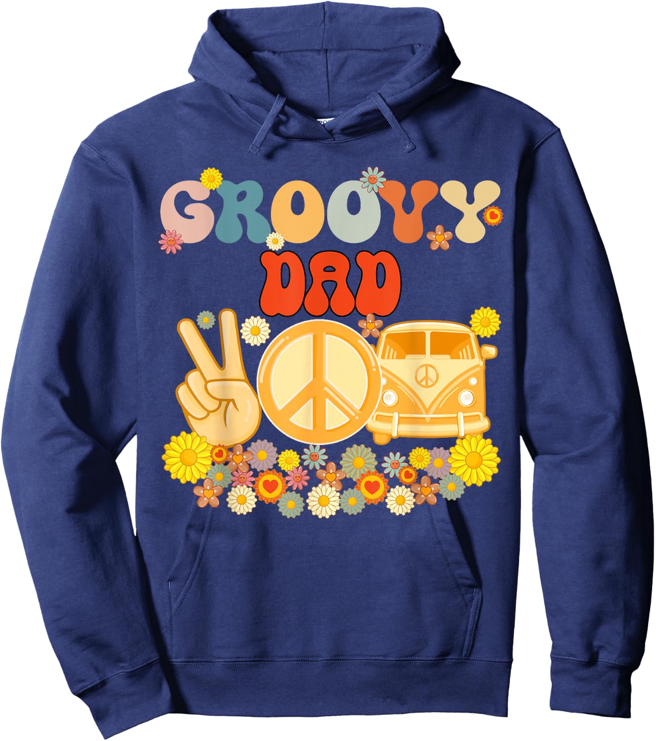 Groovy Dad Retro Matching Family Baby Shower Father's Day Hoodie - Hoodie | Navy