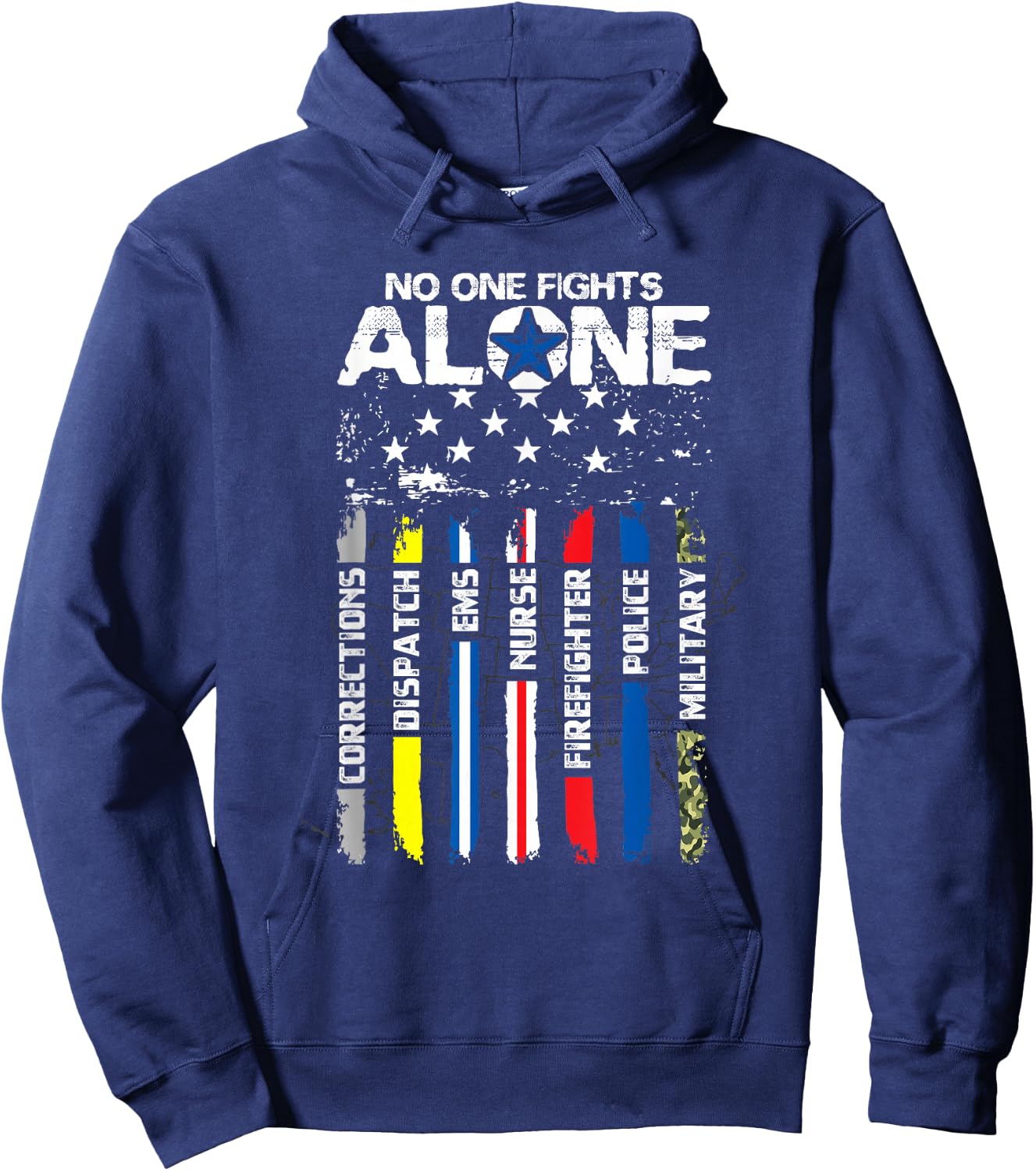First Responders American Thin Line Police Fire Military EMS Small Hoodie - Hoodie | Navy