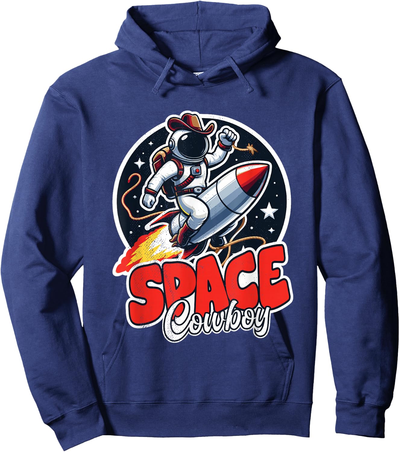 Vintage Space Cowboy Astronaut with Rocket For Boys & Girls Hoodie - Hoodie | Navy
