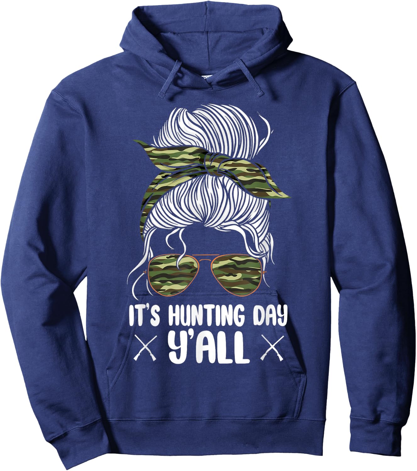 Deer Hunting Hunter Girl Sunglasses Vintage Camouflage Camo Hoodie - Hoodie | Navy