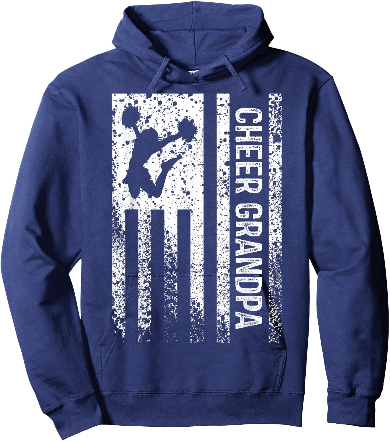 Cheer Grandpa Vintage American Flag Cheerleader Squad Hoodie - Hoodie | Navy