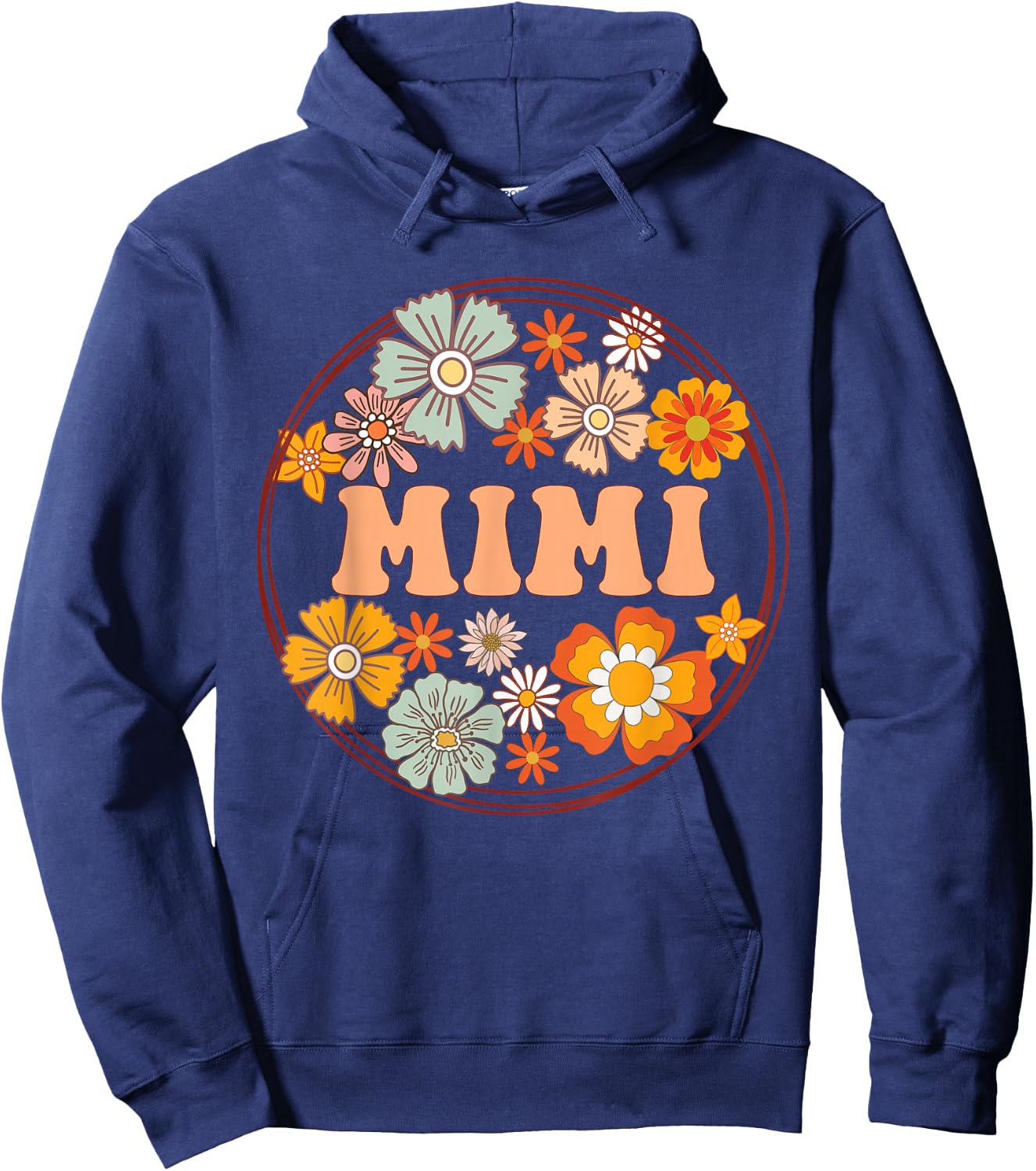 Groovy Mimi Retro Flowers Women Mother's Day Grandma Hoodie - Hoodie | Navy