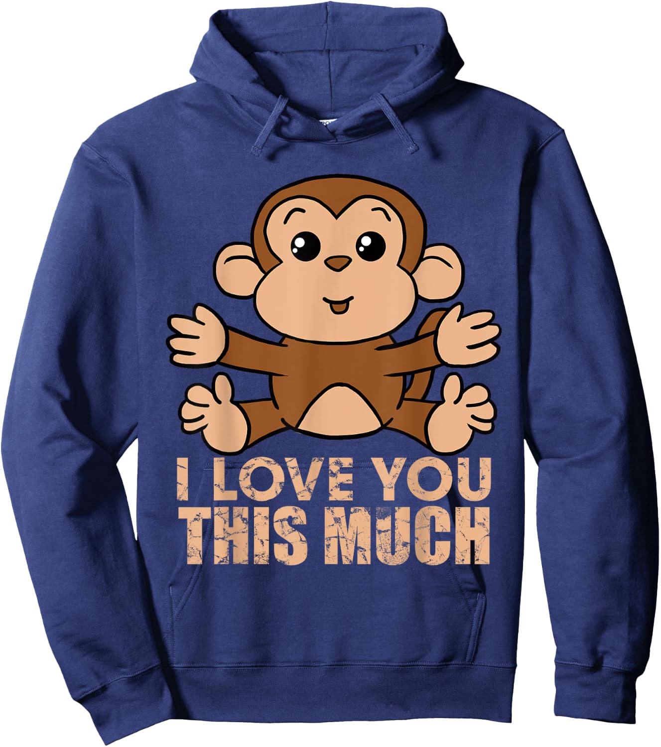 Monkey I Love You This Much Valentine's Day Gift Hoodie - Hoodie | Navy