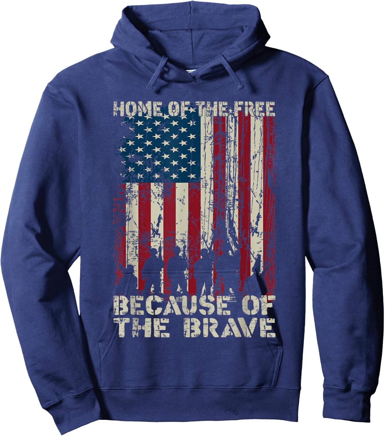 Home Of The Free Because Of The Brave American Flag Gift Hoodie - Hoodie | Navy
