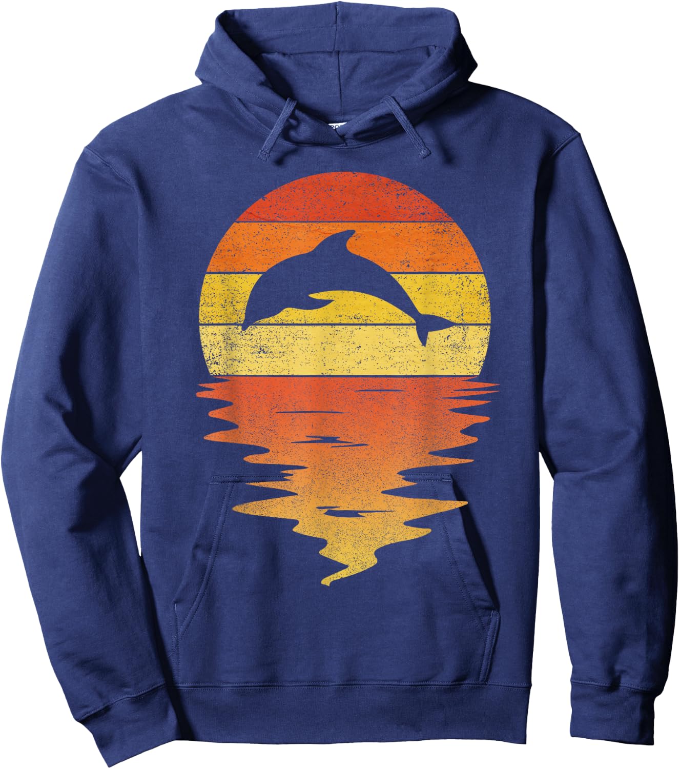 Dolphin shirt 70s vintage retro sunset Dolphin Zookeeper Hoodie - Hoodie | Navy