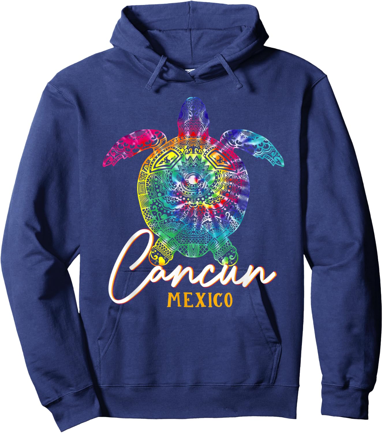 Cancun Tie Dye Sea Turtle Mexico Matching Family Vacation Hoodie - Hoodie | Navy