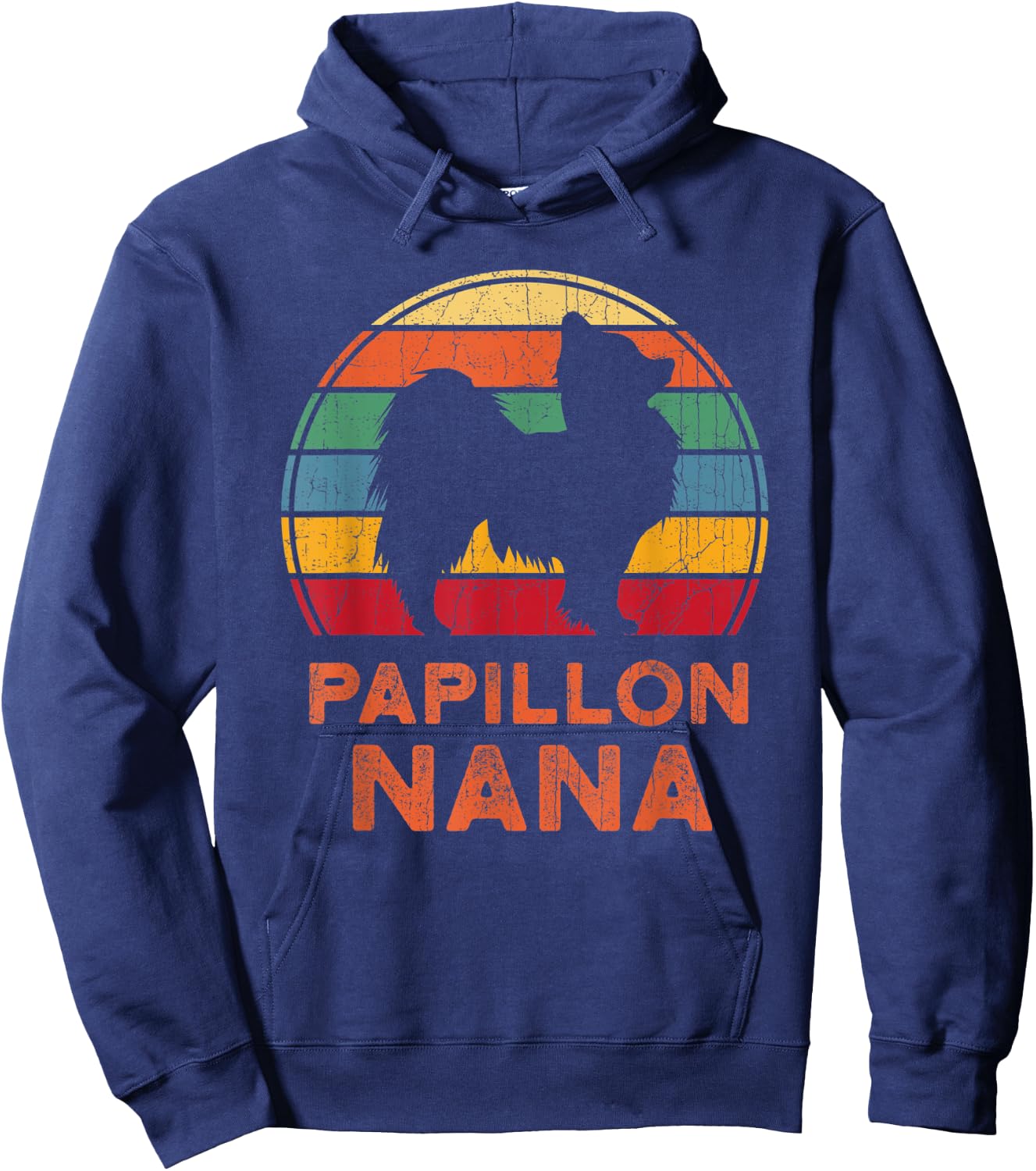 Retro Style Papillon Grandma Dog Nana Grandmother Pet Owner Men Women Hoodie - Hoodie | Navy