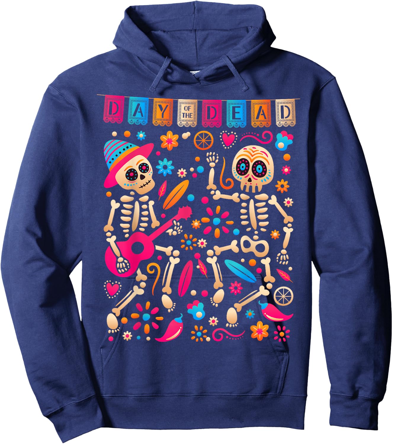 Colorful Dancing Mexican Skeletons - Cute Day Of The Dead Hoodie - Hoodie | Navy