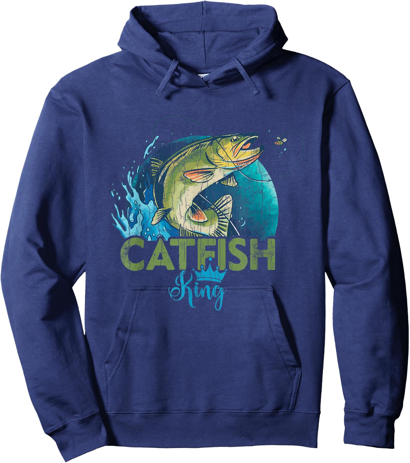 Catfish King Funny Fishing Lover Catfishing Graphic Hoodie - Hoodie | Navy
